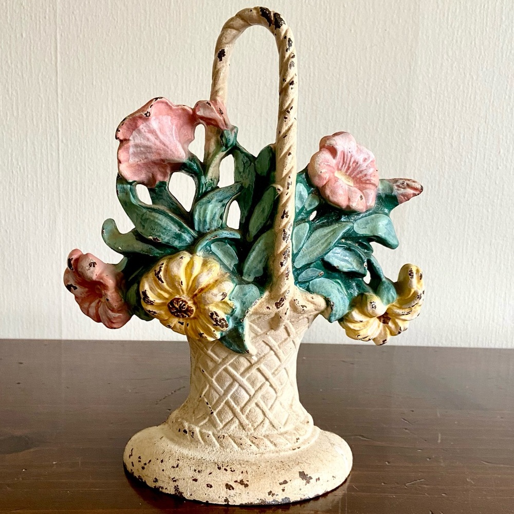 Antique 1900's Hubley Cast Iron Flower Doorstopper